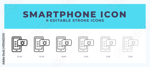 Smartphone icon symbol. Logo illustration thin line. Bold line vector icons. Editable stroke