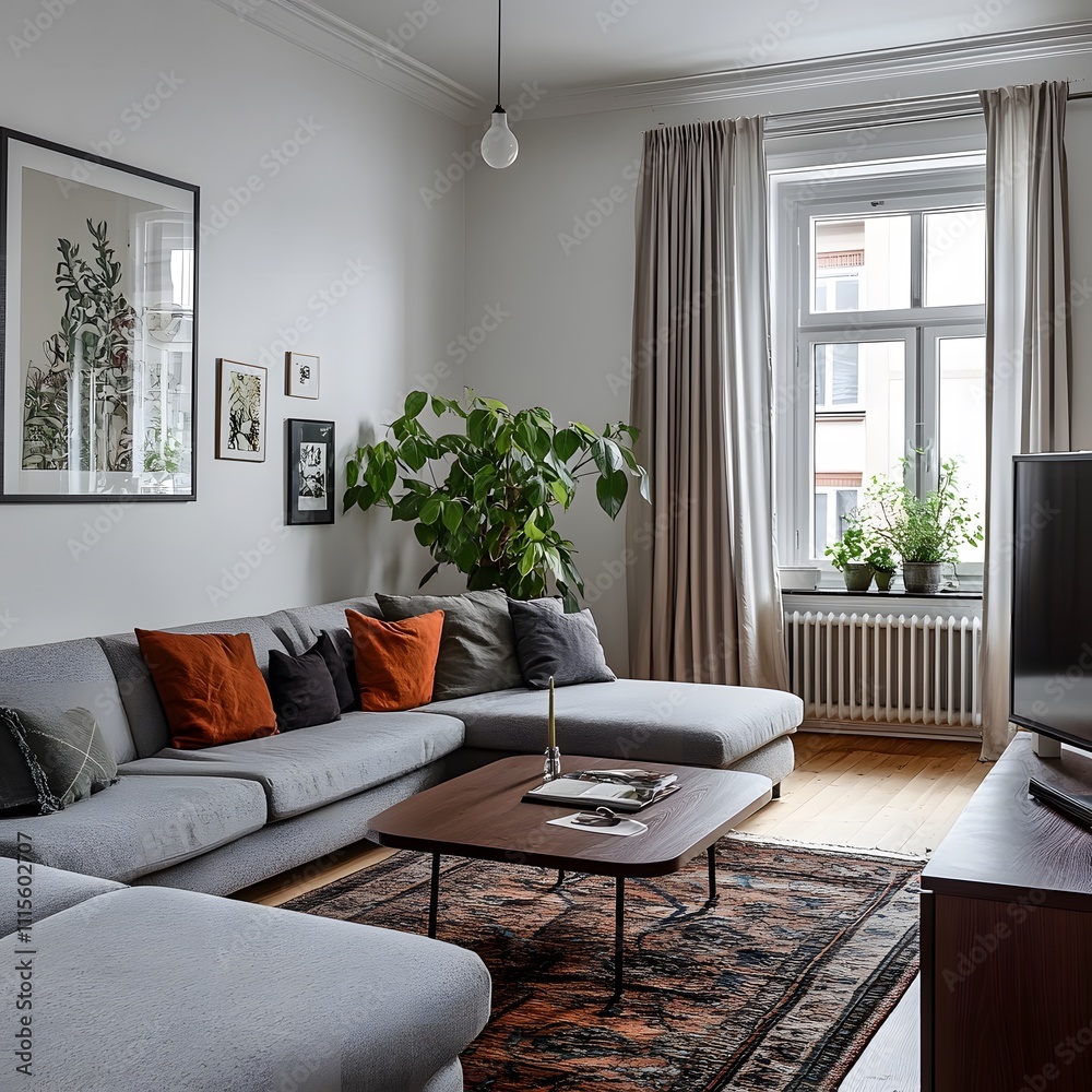 Fototapeta premium interior background of a living room with white wall