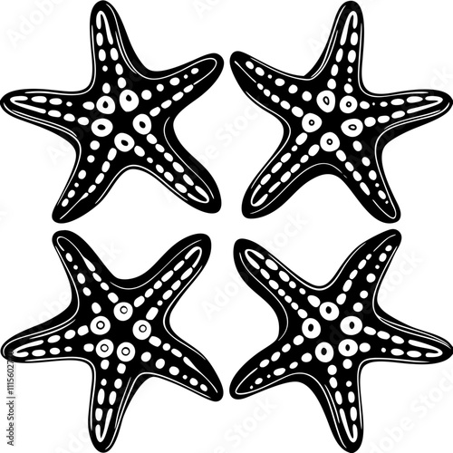 Set of starfish silhouette vector illustration, Starfish icon collection