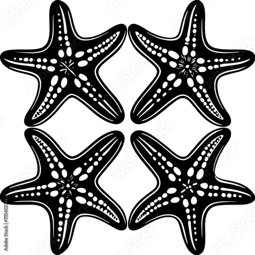 Set of starfish silhouette vector illustration, Starfish icon collection
