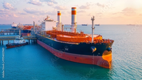 Industrial View of a Massive LNG Terminal with Tankers and Infrastructure Under a Clear Sky