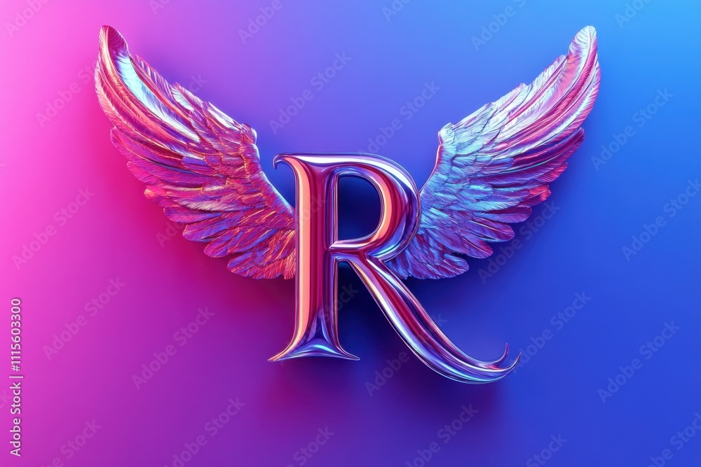 Fototapeta premium A letter R with wings on either side of it