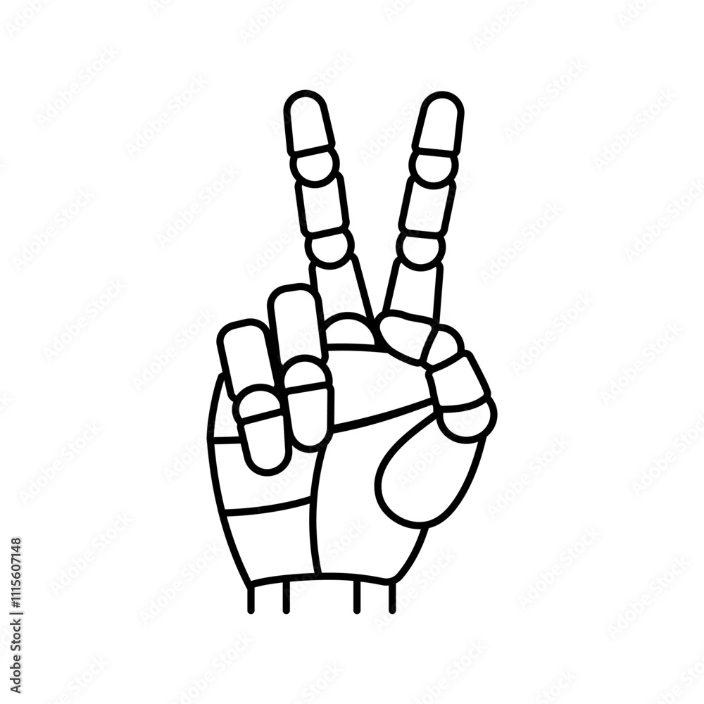 peace robot hand gesture line icon vector. peace robot hand gesture sign. isolated contour symbol black illustration