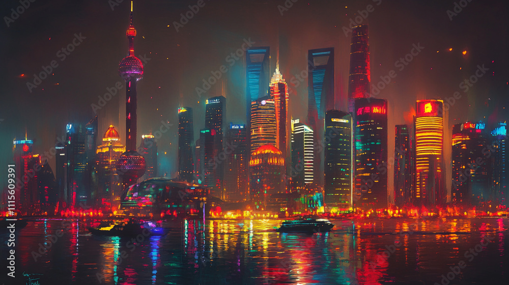 Naklejka premium Modern unique poster-style artwork featuring