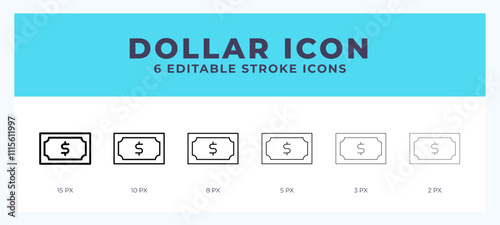 Dollar icon vector for web. And mobile app. Editable stroke outline icon.