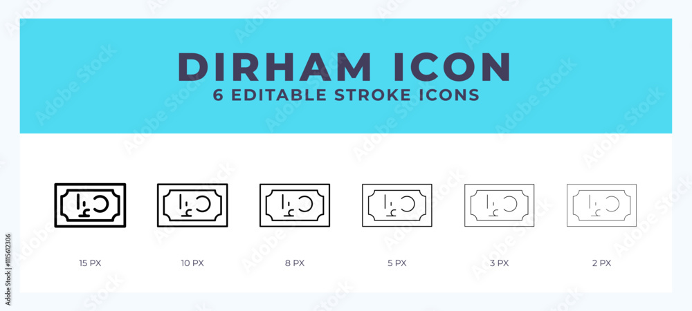 Dirham icon. Editable stroke line icon vector illustration.