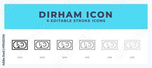 Dirham icon. Editable stroke line icon vector illustration.