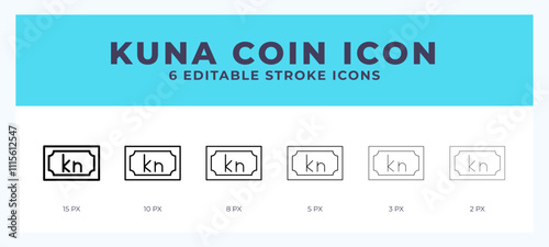 Kuna coin line icon vector illustration in trendy style.