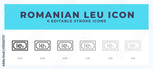 Romanian leu editable line icon. Vector illustration with different stroke.