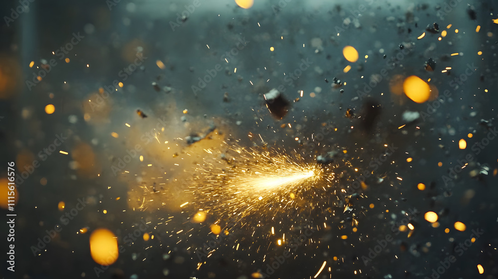 Fototapeta premium CNC LPG cutting with sparks close up