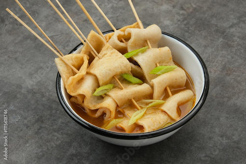 Odeng or Fish Cake Soup, Korean street food. 
