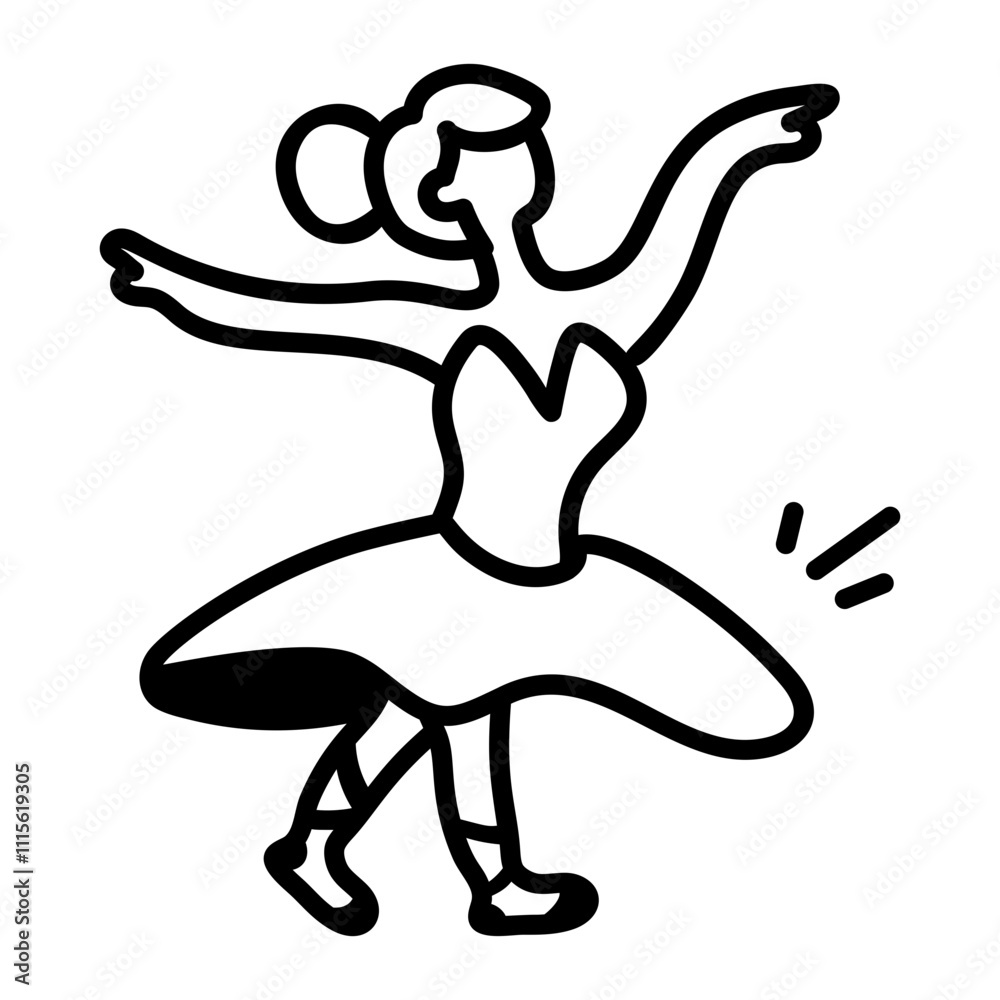 Dancing ballerina icon in hand drawn style
Dancing ballerina icon in hand drawn style