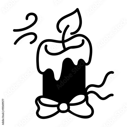 A doodle icon of decorative candle 
