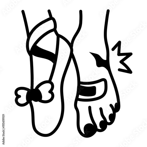 A doodle icon of ballerina foot injury 

