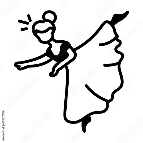 Prime ballerina performance icon in doodle style 

