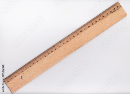 White background , 30 cm wooden ruler photo