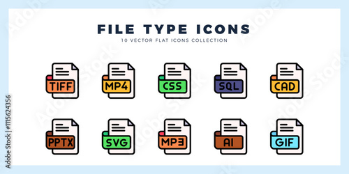 10 File Type Lineal Color icon pack. vector illustration. photo