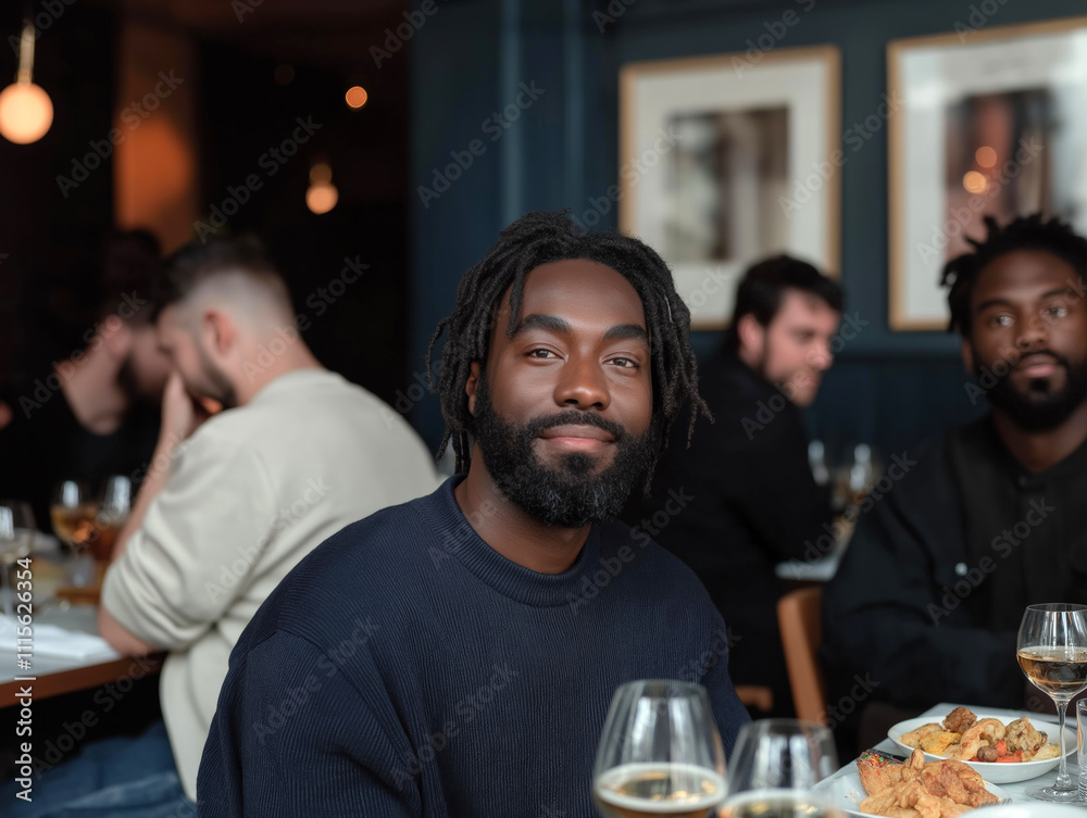 Group of Friends Enjoying Dinner at a Stylish Restaurant, Social and Relaxed Atmosphere
Group of Friends Enjoying Dinner at a Stylish Restaurant, Social and Relaxed Atmosphere
