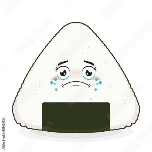 Onigiri crying face cartoon cute