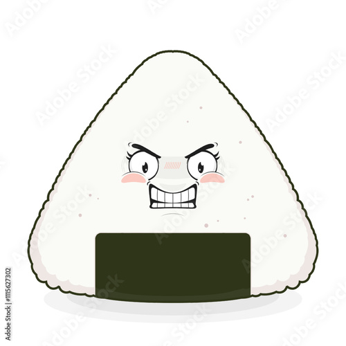 Onigiri angry face cartoon cute