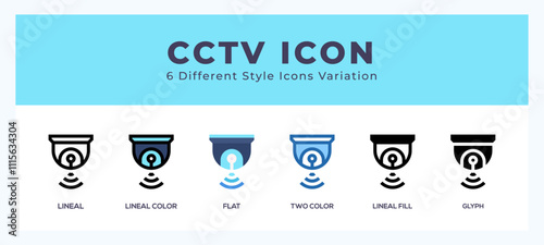 Cctv icon in filled. thin line. outline stroke and flat style.