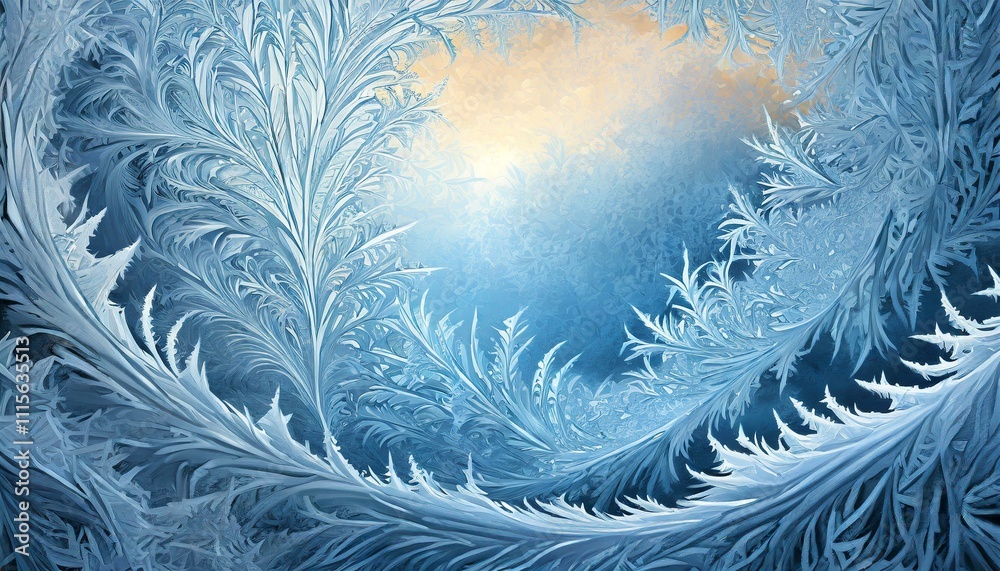 Obraz premium Winter background. frost patterns on the window