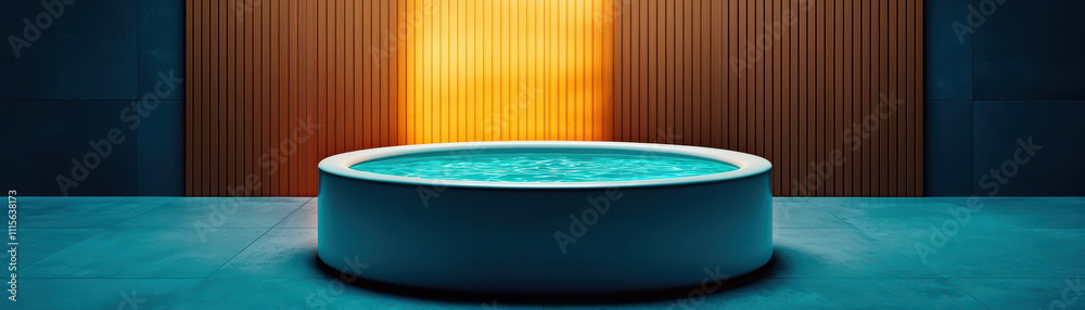 modern underwater relaxation chamber with soothing blue water and warm lighting modern underwater relaxation chamber with soothing blue water and warm lighting