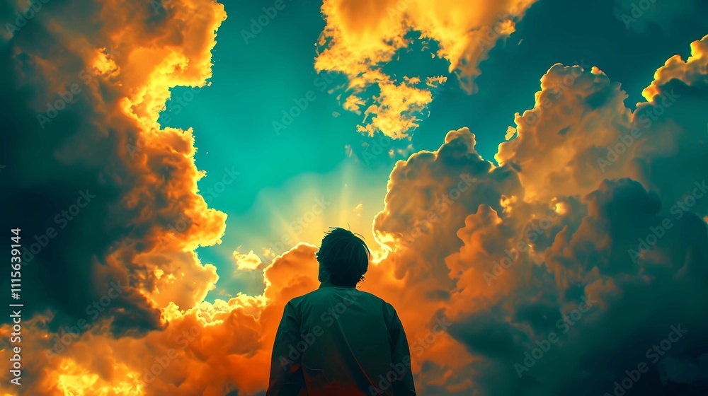 Obraz premium a person looking at the sky
