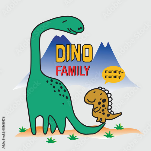 dinosaurs family design cartoon vector illustration