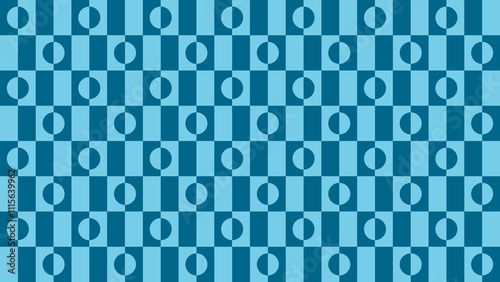 Groovy blue pattern with shapes