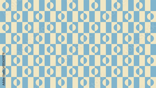 Groovy blue pattern with shapes