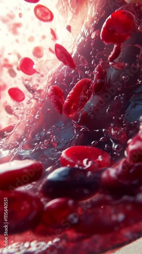 Illustrate a detailed close-up of platelets (thrombocytes), highlighting their unique shapes and textures as they cluster together in the bloodstream, capturing their vital role in blood clotting 