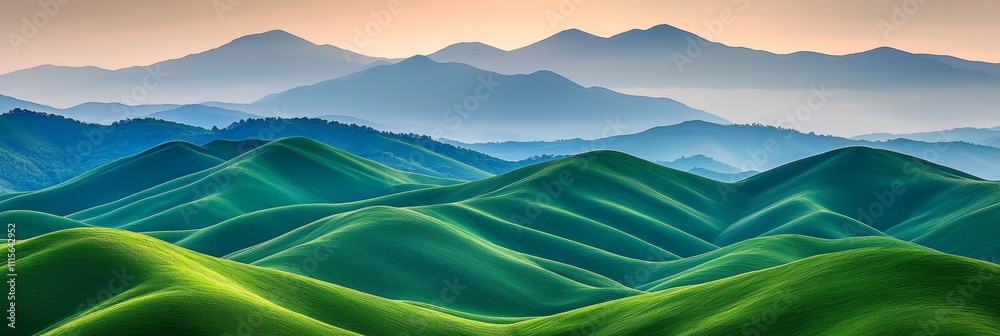 Rolling Green Hills Under a Serene Blue Sky A Breathtaking Landscape of Springtime Beauty Rolling Green Hills Under a Serene Blue Sky A Breathtaking Landscape of Springtime Beauty