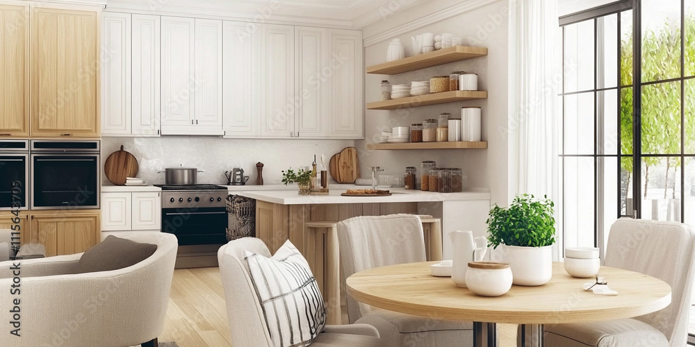 Fototapeta premium Scandinavian unique interior design featuring