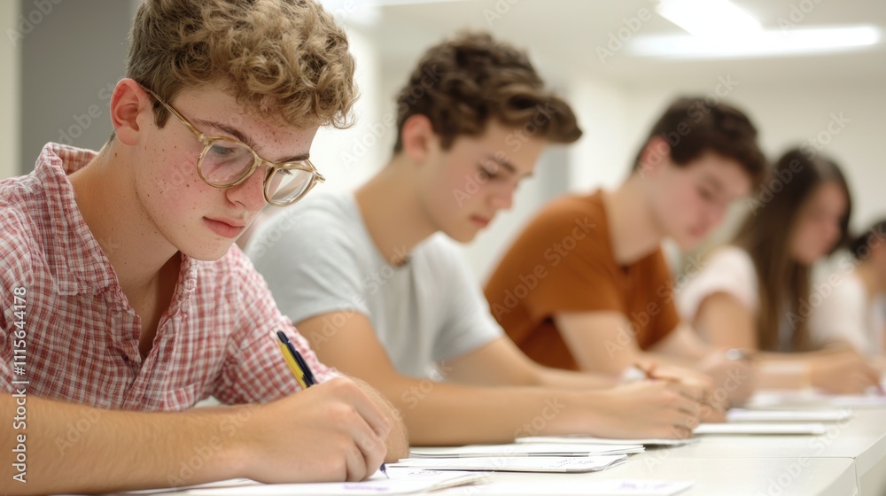 Focused Students Engaged in Learning Activities in a Classroom Setting, Demonstrating Dedication Towards Academics and Collaborative Learning Experiences Focused Students Engaged in Learning Activities in a Classroom Setting, Demonstrating Dedication Towards Academics and Collaborative Learning Experiences