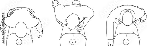 Vector sketch illustration silhouette design image of a person urinating in a urinal seen from above