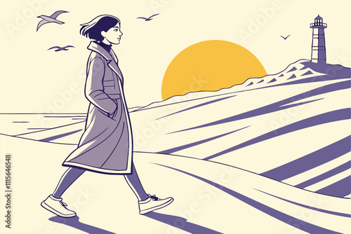 Illustrator Artwork of landscape and paysage nature and mountain and sky, clouds, lakes with nice view 