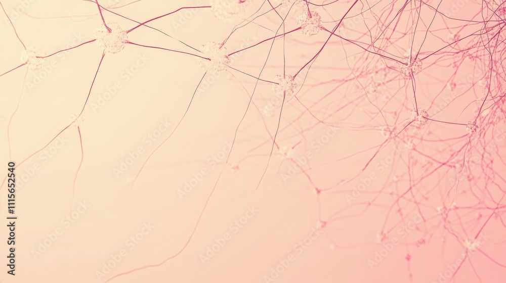 Fototapeta premium Wide panoramic view of minimalist stylized neurons 