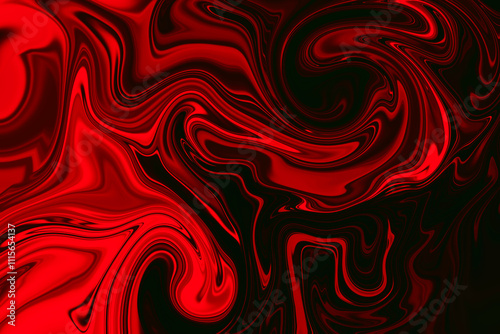 Abstract background of black and red color from twirling waves. Background for design. Marble ink colorful. Can be used for background or wallpaper. Good for design or logo background or backdrop.