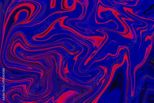 Abstract background of red and blue color from twirling waves. Background for design. Marble ink colorful. Can be used for background or wallpaper. Good for design or logo background or backdrop.