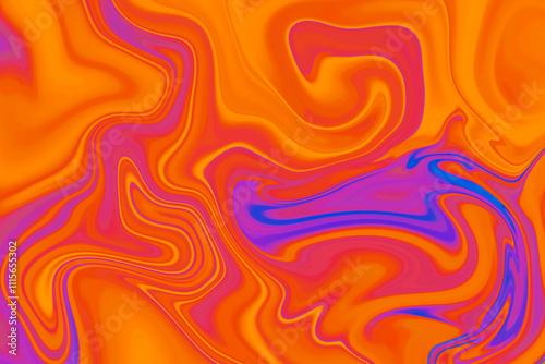 Abstract background of purple and orange color from twirling waves. Background for design. Marble ink colorful. Can be used for background or wallpaper. Good for design or logo background or backdrop.
