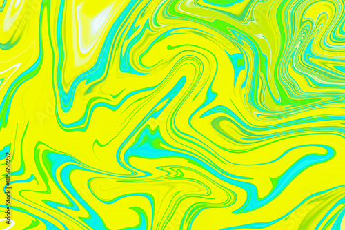 Abstract background of yellow and green color from twirling waves. Background for design. Marble ink colorful. Can be used for background or wallpaper. Good for design or logo background or backdrop.