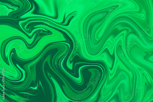 Abstract background of green color from twirling waves. Background for design. Marble ink colorful. Can be used for background or wallpaper. Good for design or logo background or backdrop.