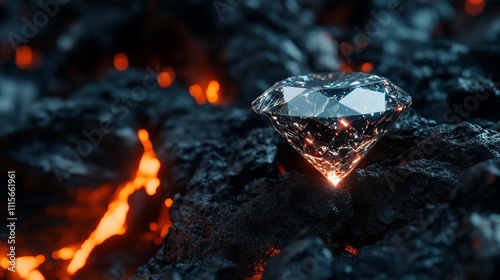 The contrast between prosperity and poverty is symbolized by a shining diamond resting on a bed of coal. photo