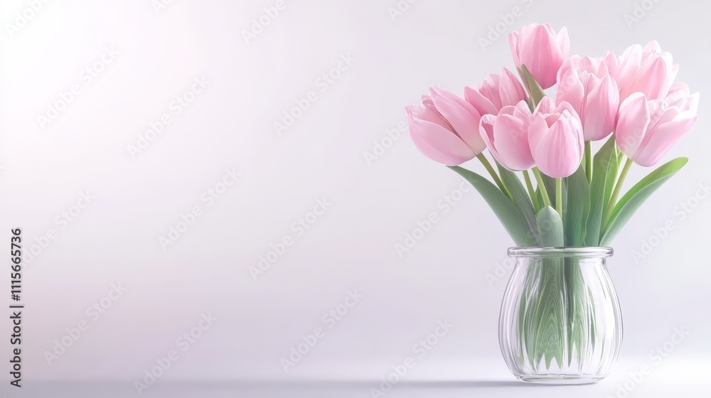 Fototapeta premium Elegant pink tulips in a vase, stunning floral arrangement for spring