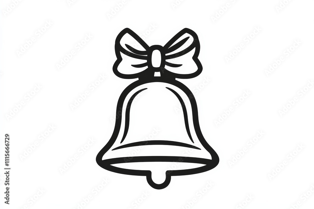 An artistic depiction of a bell adorned with a decorative bow, symbolizing celebration and joy, perfect for holiday decorations and festive occasions. A charming illustration. An artistic depiction of a bell adorned with a decorative bow, symbolizing celebration and joy, perfect for holiday decorations and festive occasions. A charming illustration.