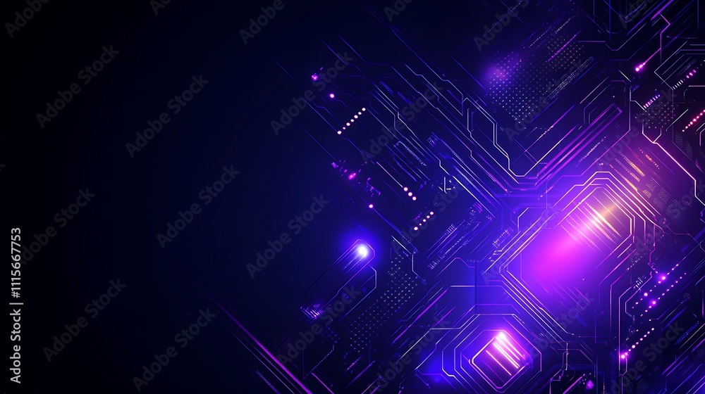 Fototapeta premium Abstract Technology Background with Geometric Shapes and Neon Lights for Futuristic Themes and Design Projects