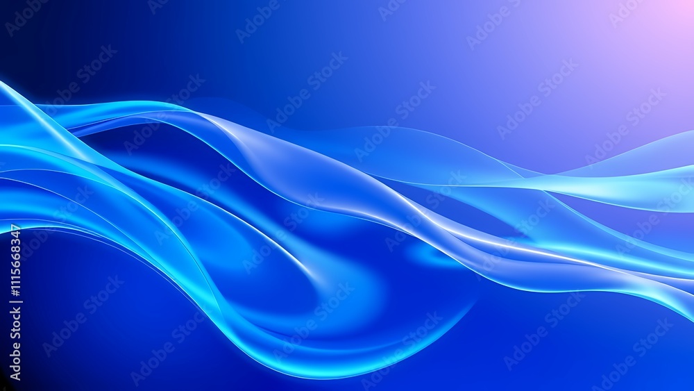Obraz premium Blue wave, digital effect. Generative AI, abstract blue background