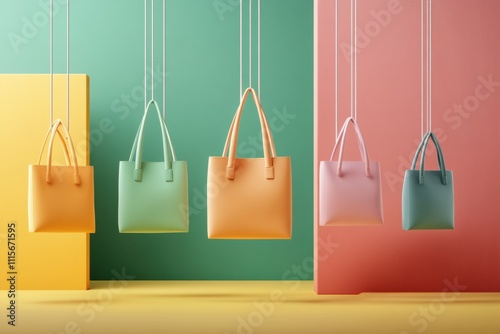 Textile tote bag mockup for shopping.