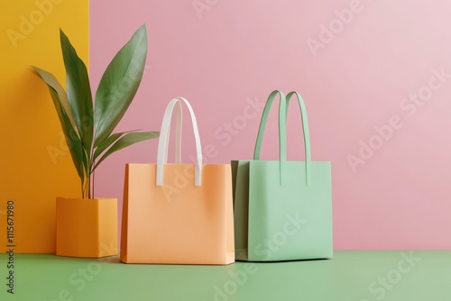 Textile tote bag mockup for shopping.
